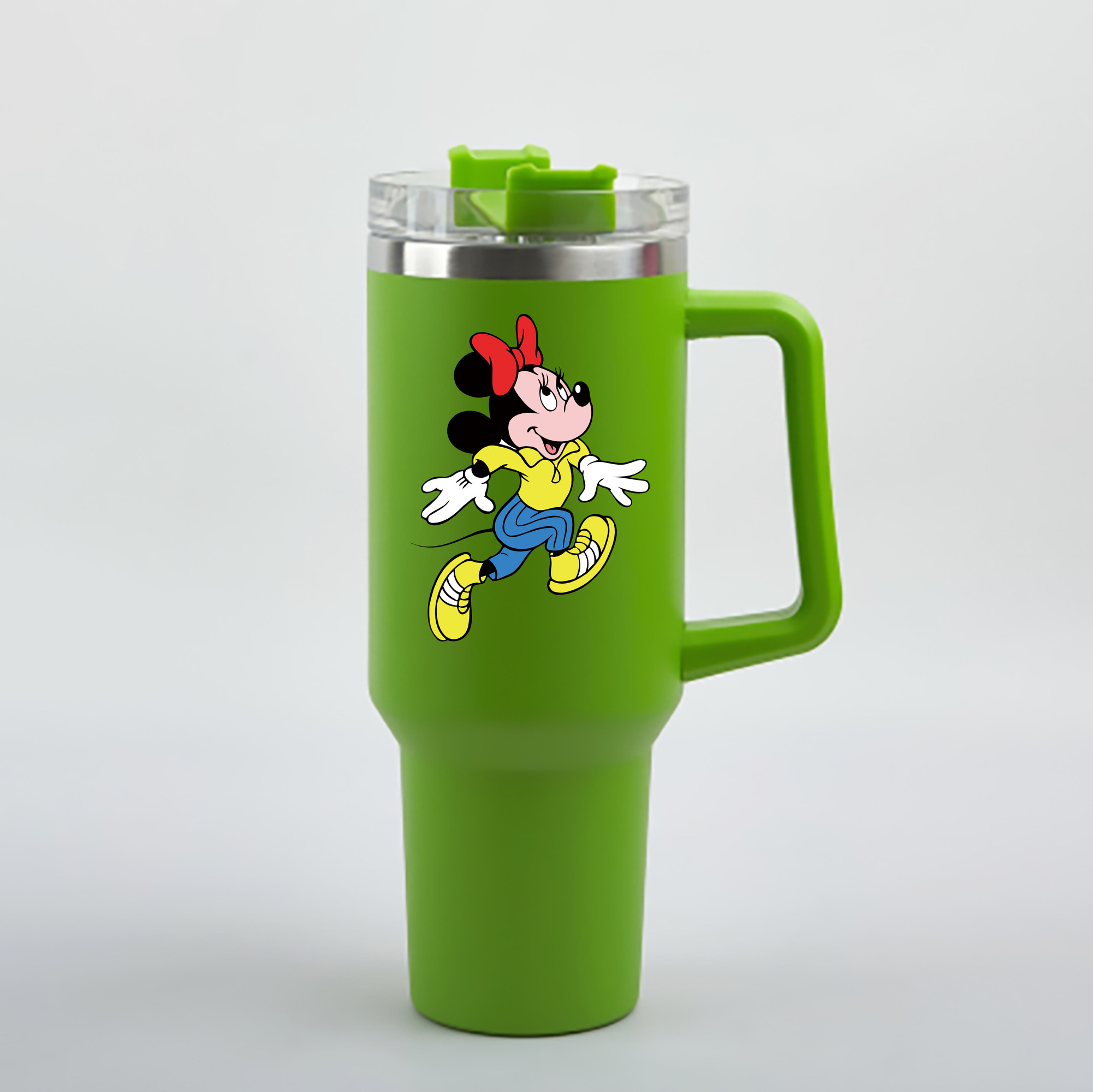 （画像用） ミッキーマウス Mickey Mouse 1200mL車用タンブラー - クリスタルステッカー（プラスチックストロー付き）